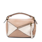 Shoulder Bag Small Puzzle Bag Beige Calfskin Leather