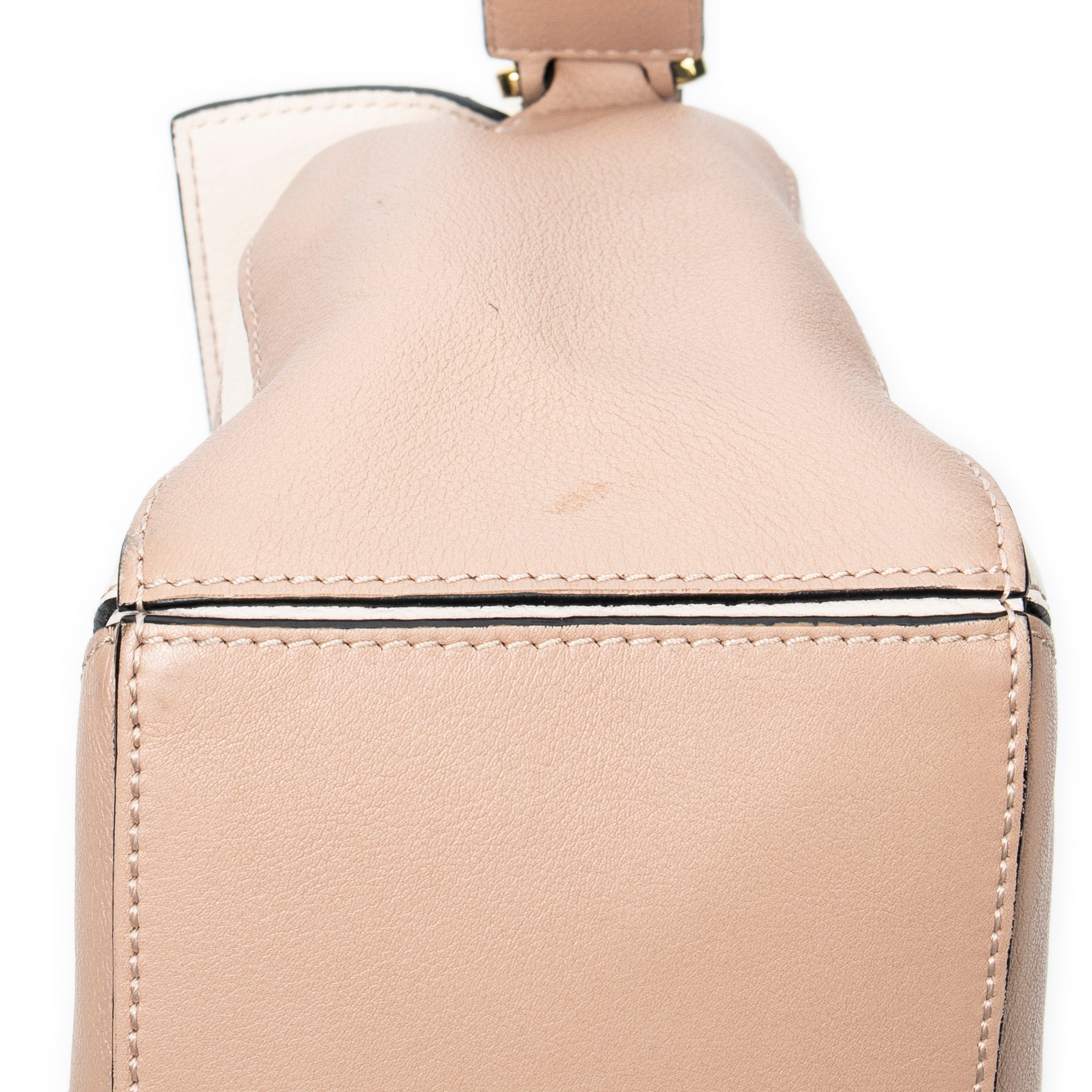 Shoulder Bag Small Puzzle Bag Beige Calfskin Leather