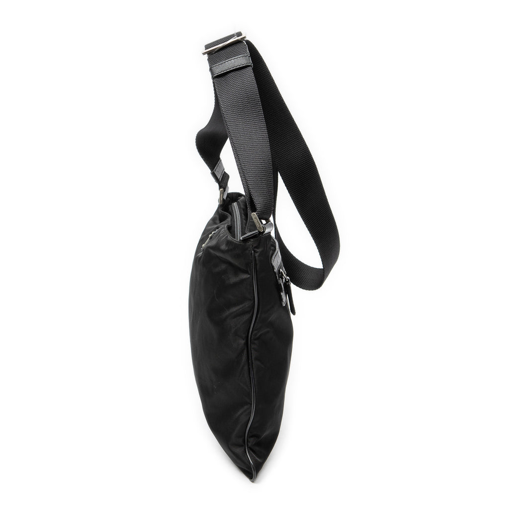 Bandolera Plana Cuadrada de Lona de Nylon Negra