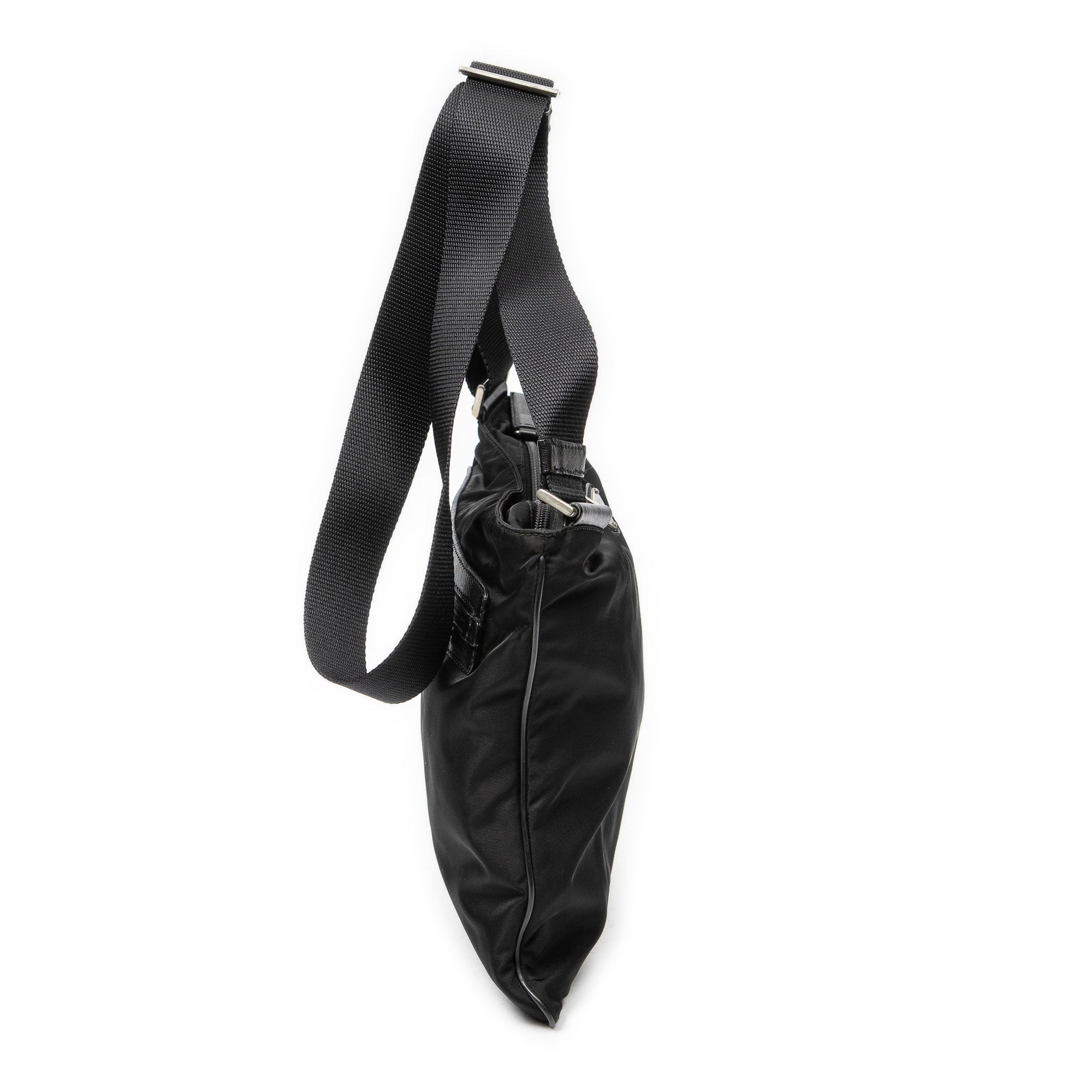 Bandolera Plana Cuadrada de Lona de Nylon Negra