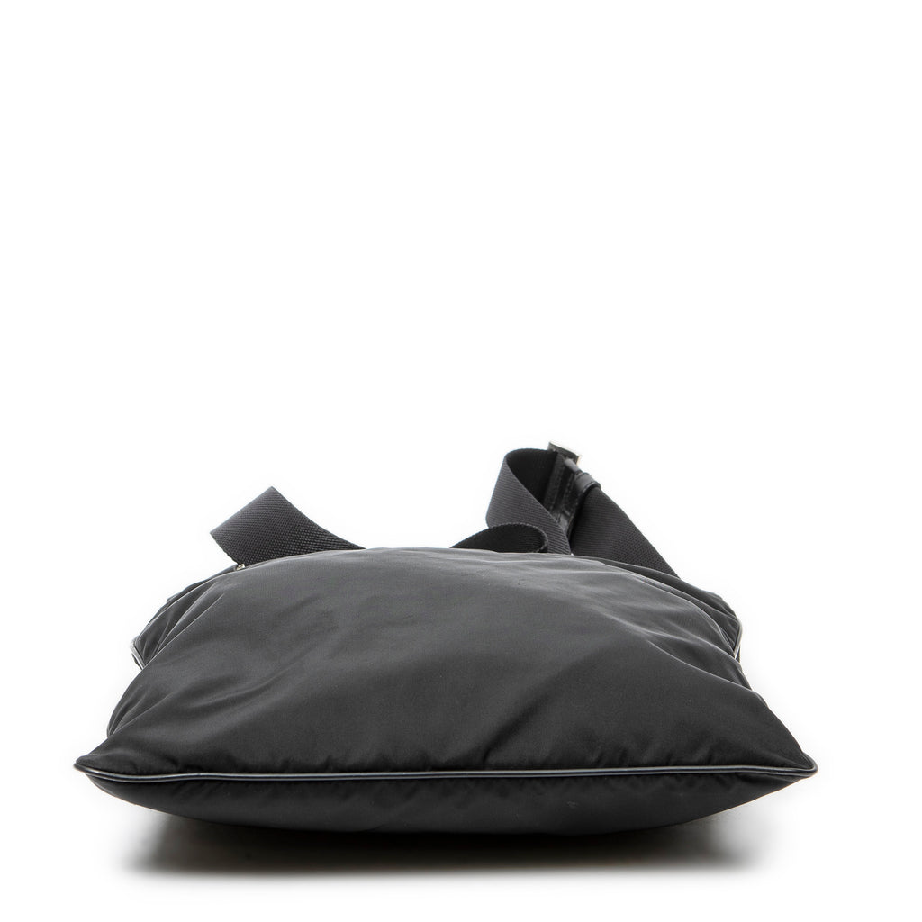 Bandolera Plana Cuadrada de Lona de Nylon Negra