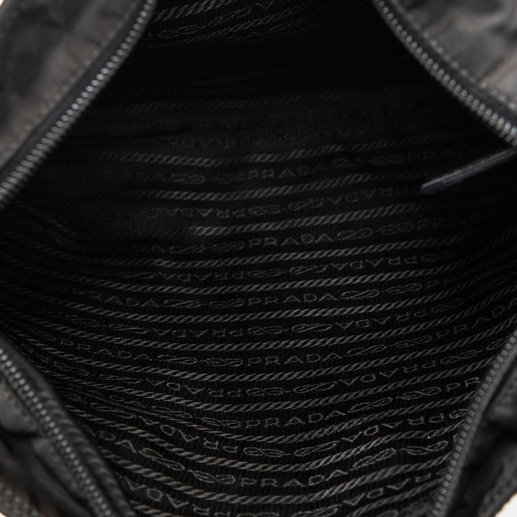 Bandolera Plana Cuadrada de Lona de Nylon Negra