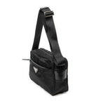 Shoulder Bag Front Zip Camera Crossbody Black Nylon Canvas