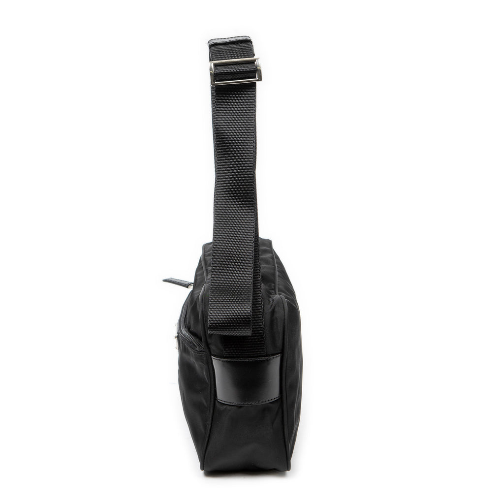 Shoulder Bag Front Zip Camera Crossbody Black Nylon Canvas