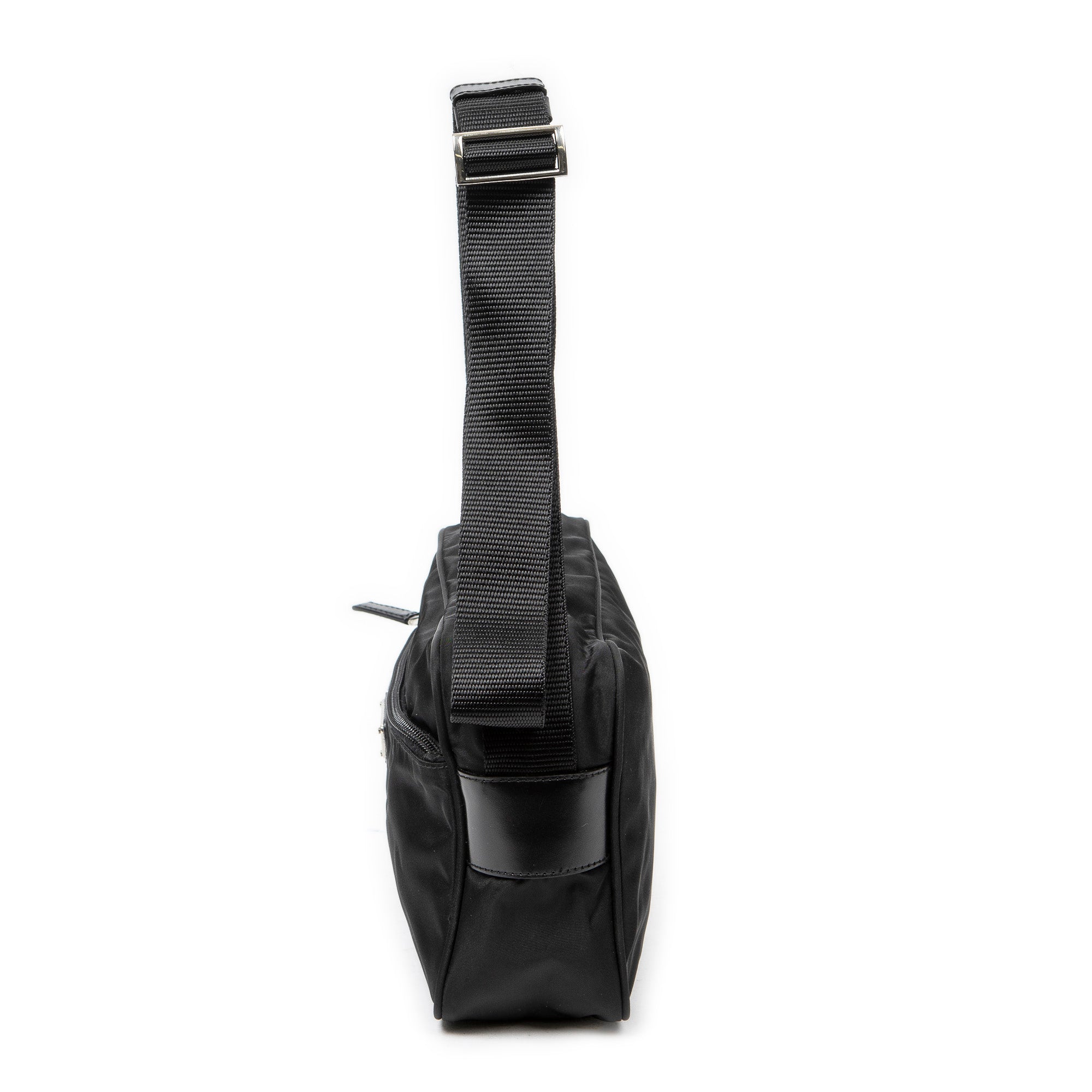 Shoulder Bag Front Zip Camera Crossbody Black Nylon Canvas