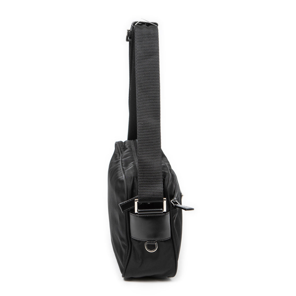 Shoulder Bag Front Zip Camera Crossbody Black Nylon Canvas