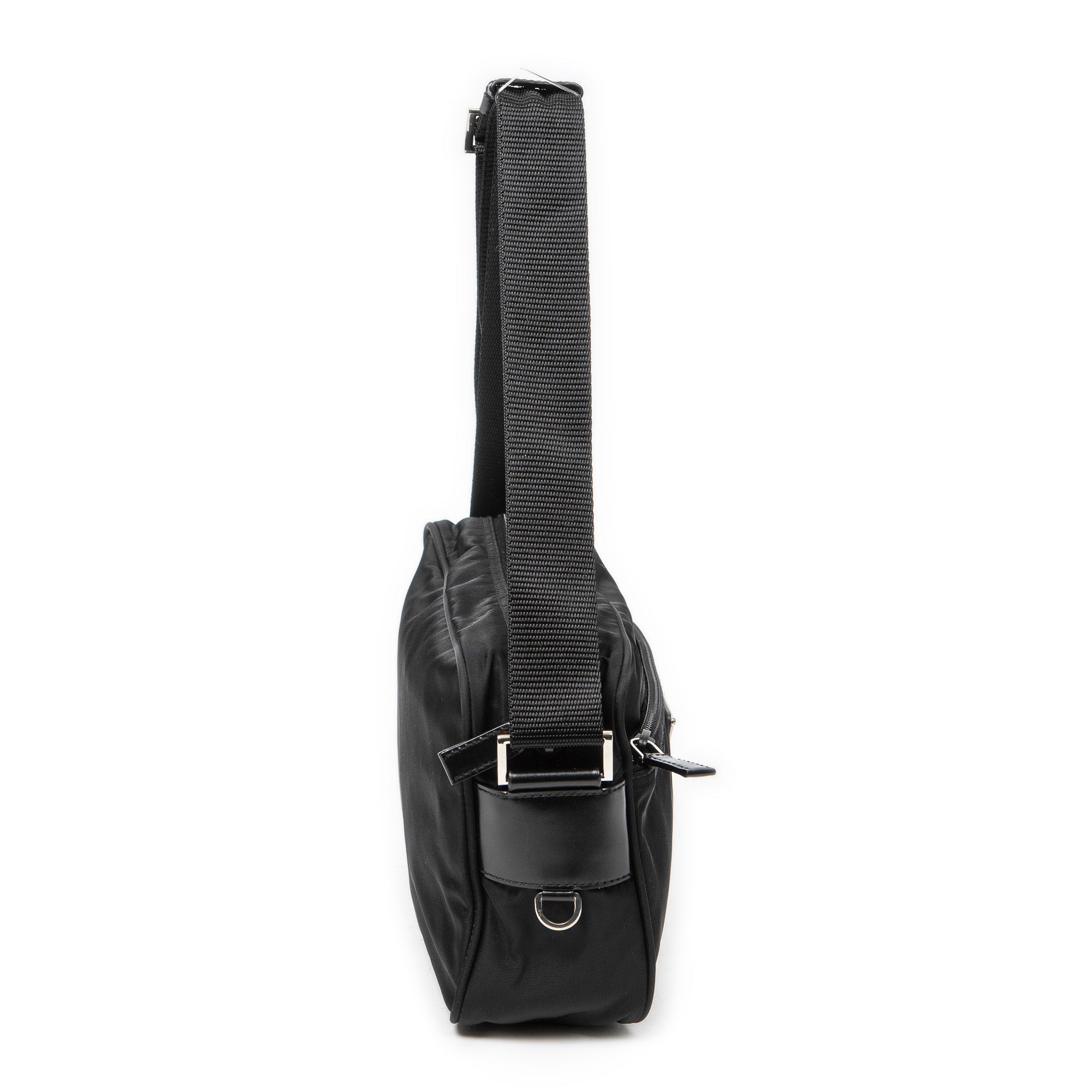 Shoulder Bag Front Zip Camera Crossbody Black Nylon Canvas