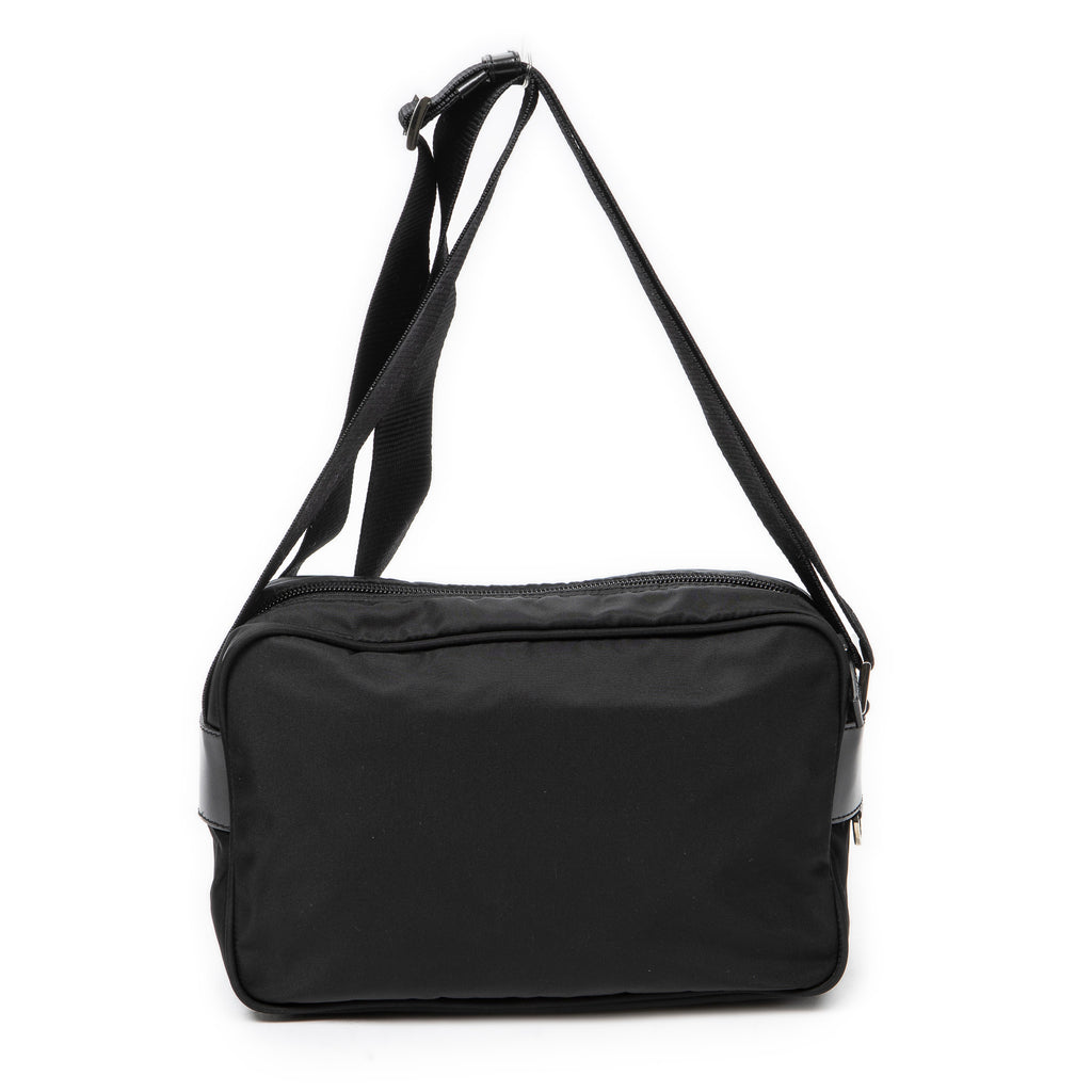 Shoulder Bag Front Zip Camera Crossbody Black Nylon Canvas