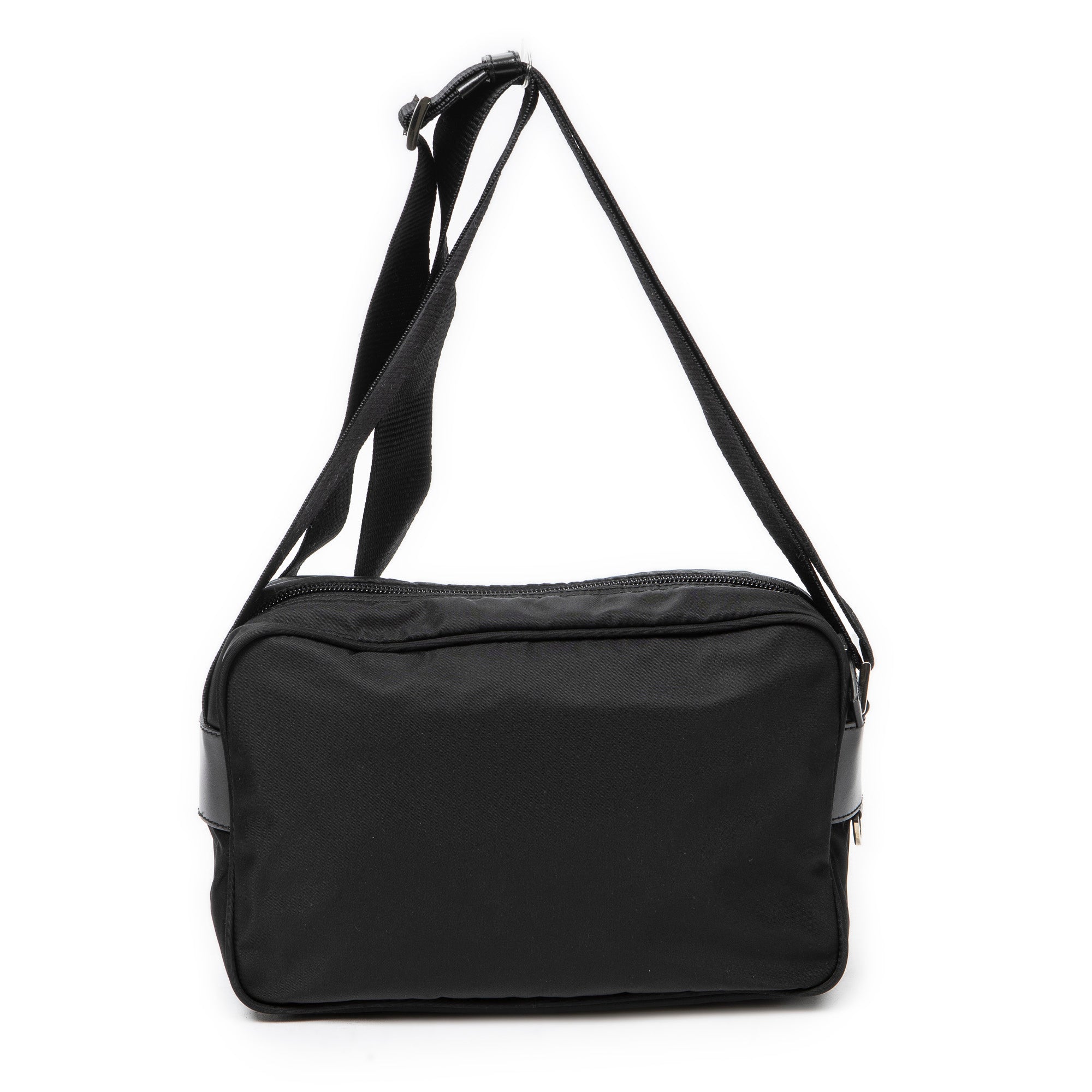 Shoulder Bag Front Zip Camera Crossbody Black Nylon Canvas