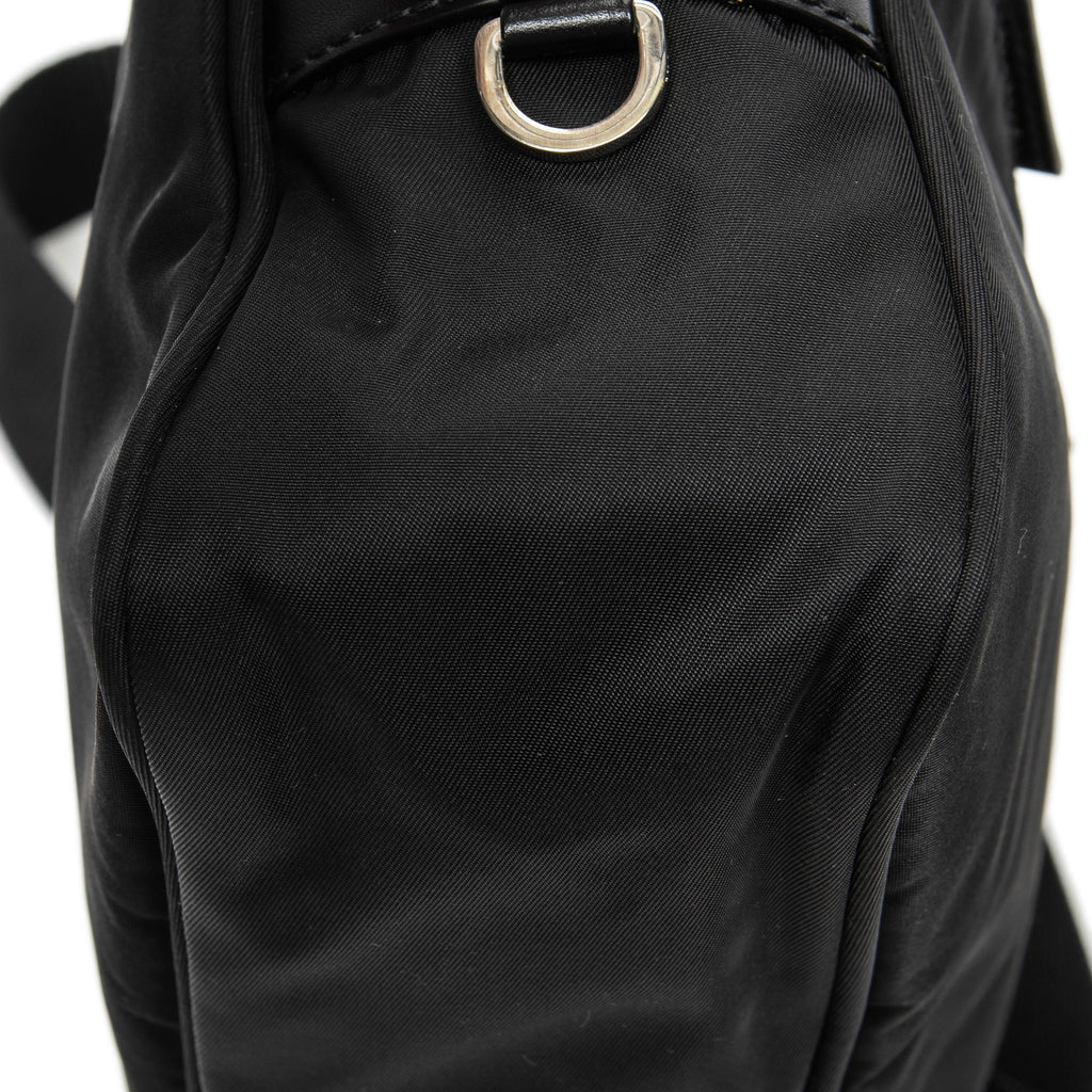 Shoulder Bag Front Zip Camera Crossbody Black Nylon Canvas