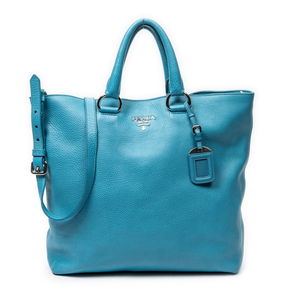 Bolso de hombro convertible Shopper de piel Vitello Phenix azul