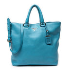 Bolso de hombro convertible Shopper de piel Vitello Phenix azul