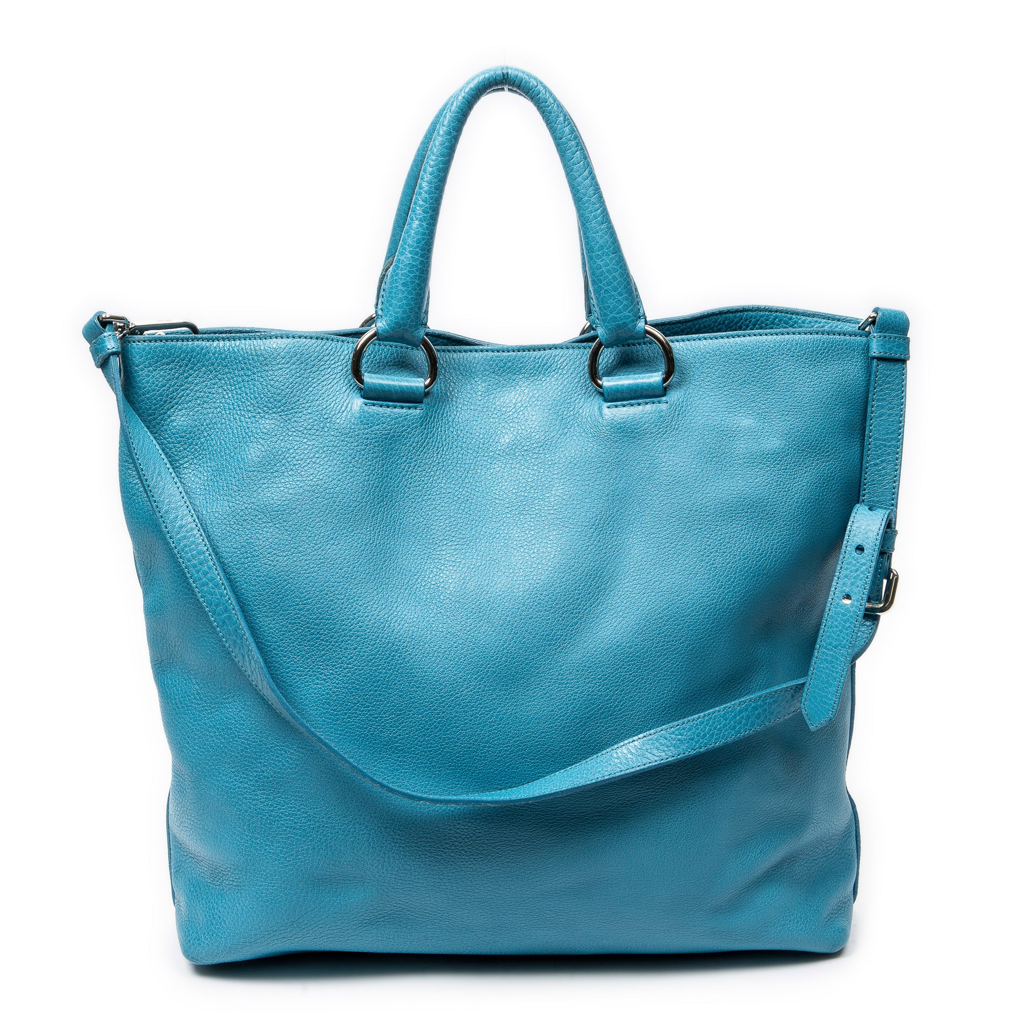Bolso de hombro convertible Shopper de piel Vitello Phenix azul