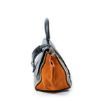 Shoulder Bag Small Tricolor Trapeze Black Calfskin Leather
