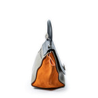 Shoulder Bag Small Tricolor Trapeze Black Calfskin Leather