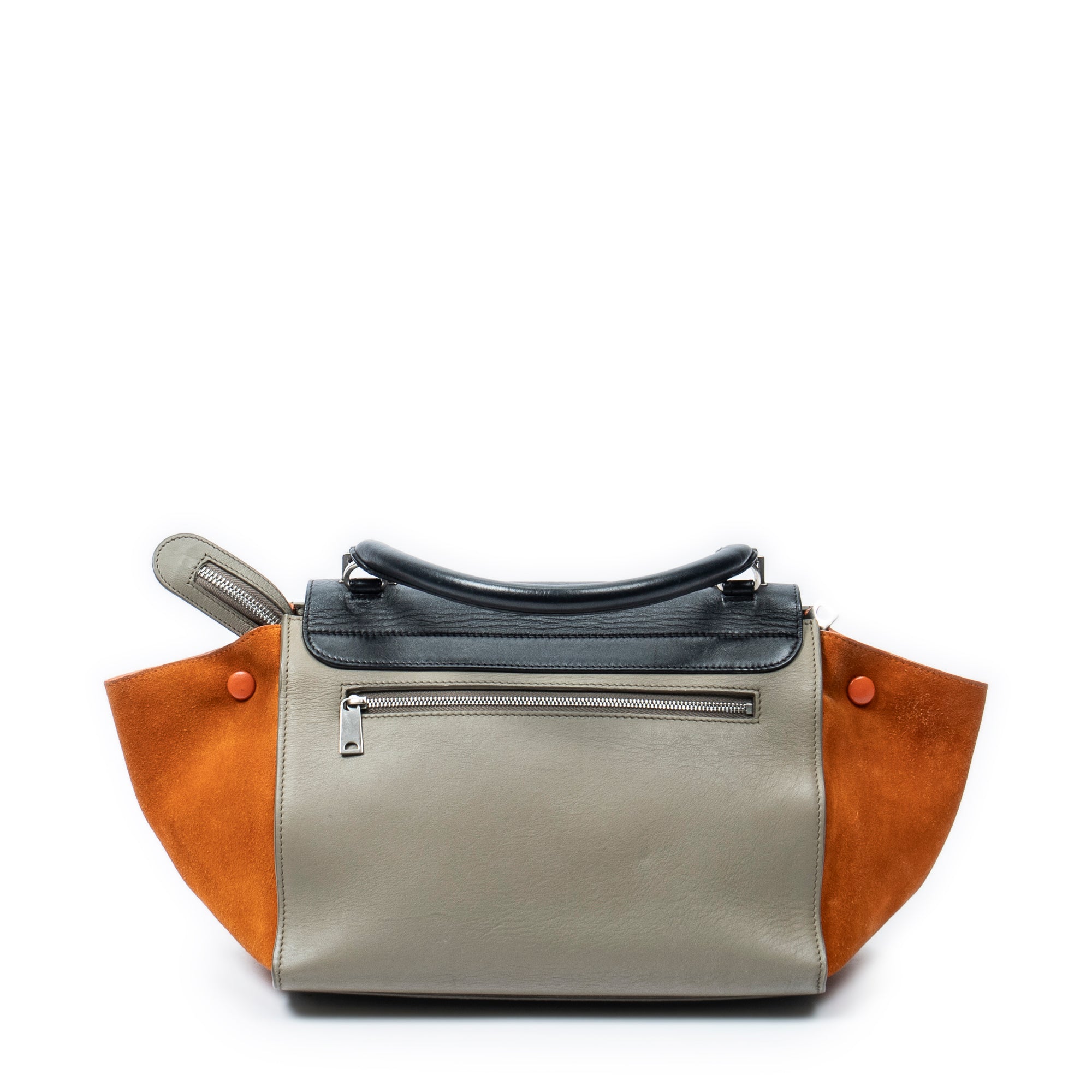 Shoulder Bag Small Tricolor Trapeze Black Calfskin Leather