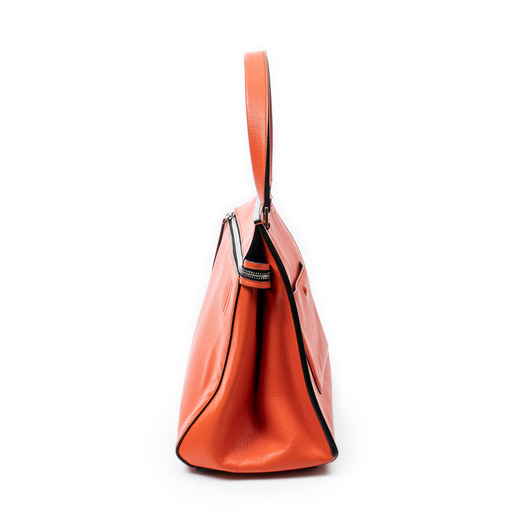 Bolso de Hombro Mediano Edge Bag Piel de Becerro Naranja