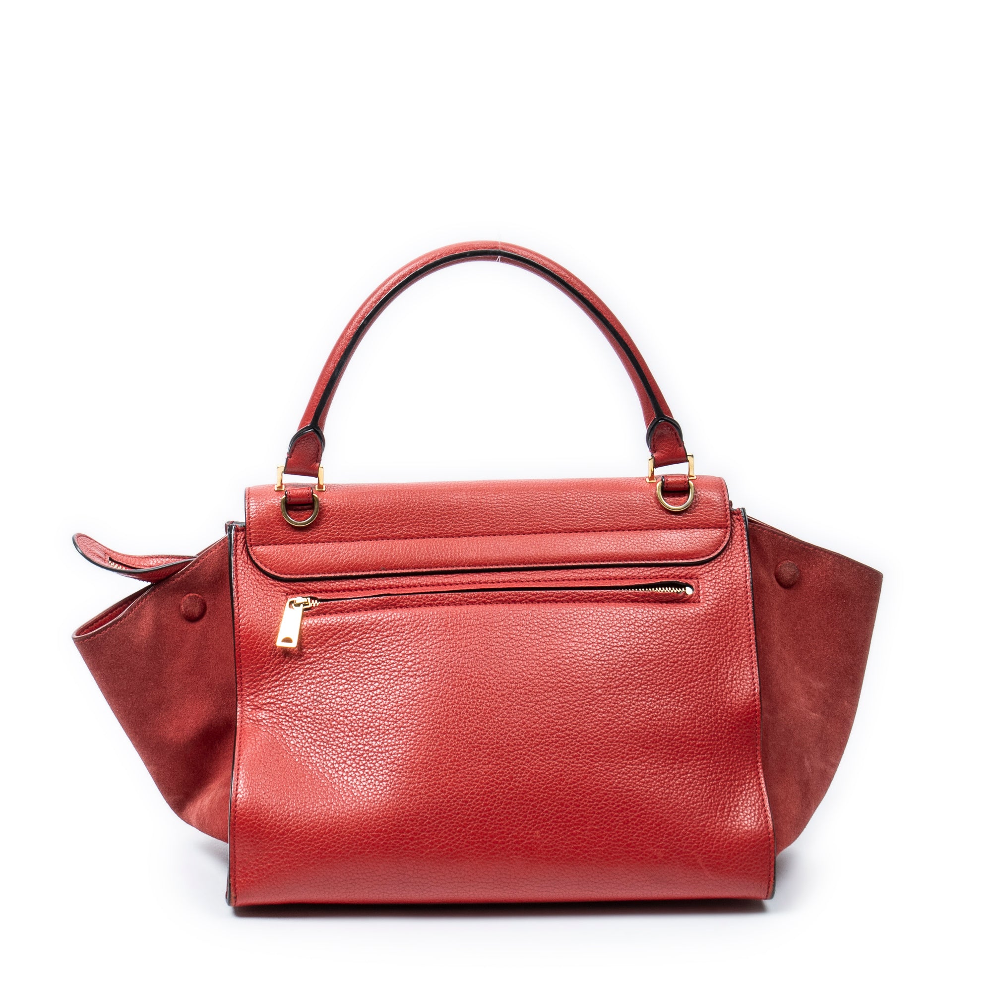 Bolso de hombro mediano Trapeze de piel de becerro granulada roja
