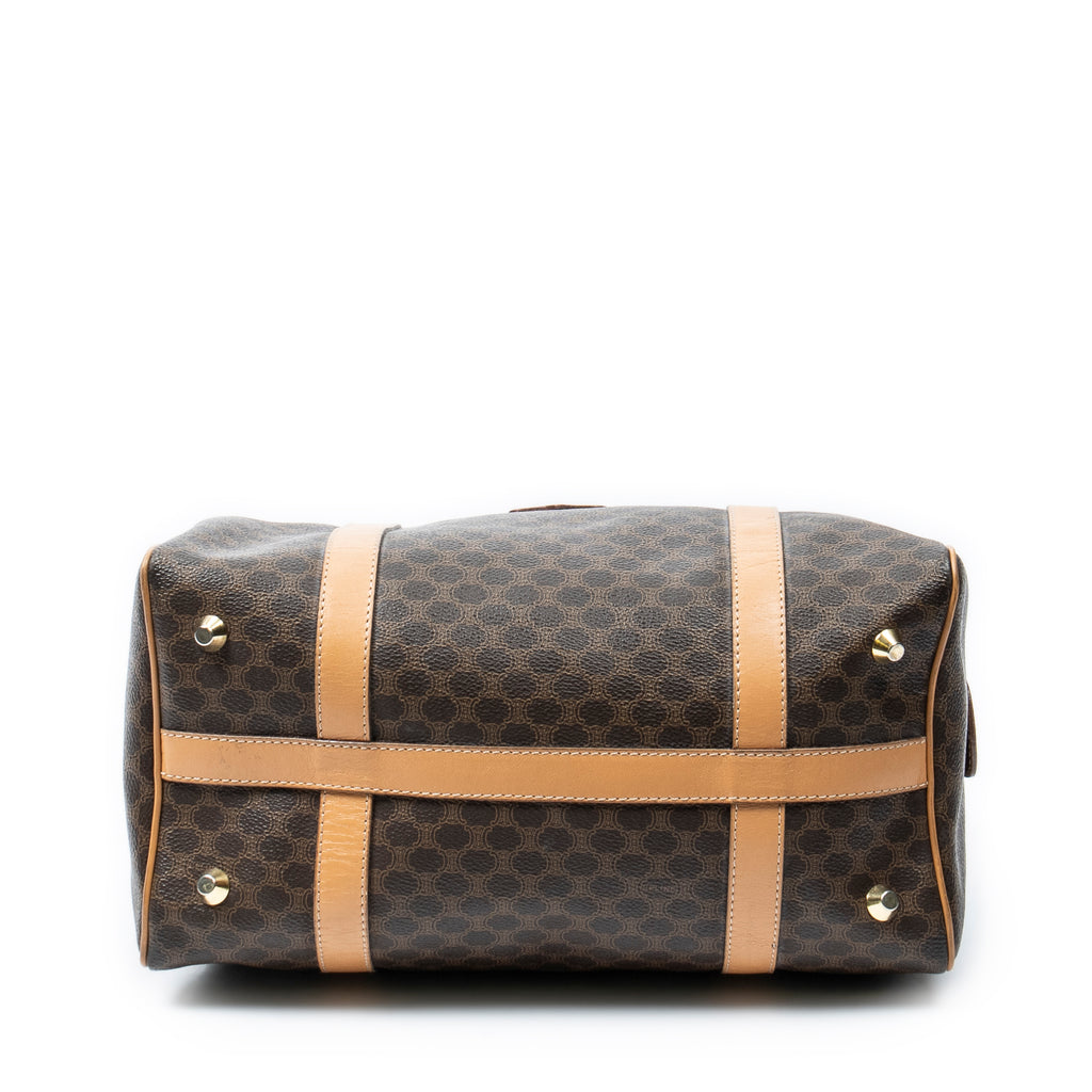 Handbag Small Boston Brown Macadam Coated Canvas