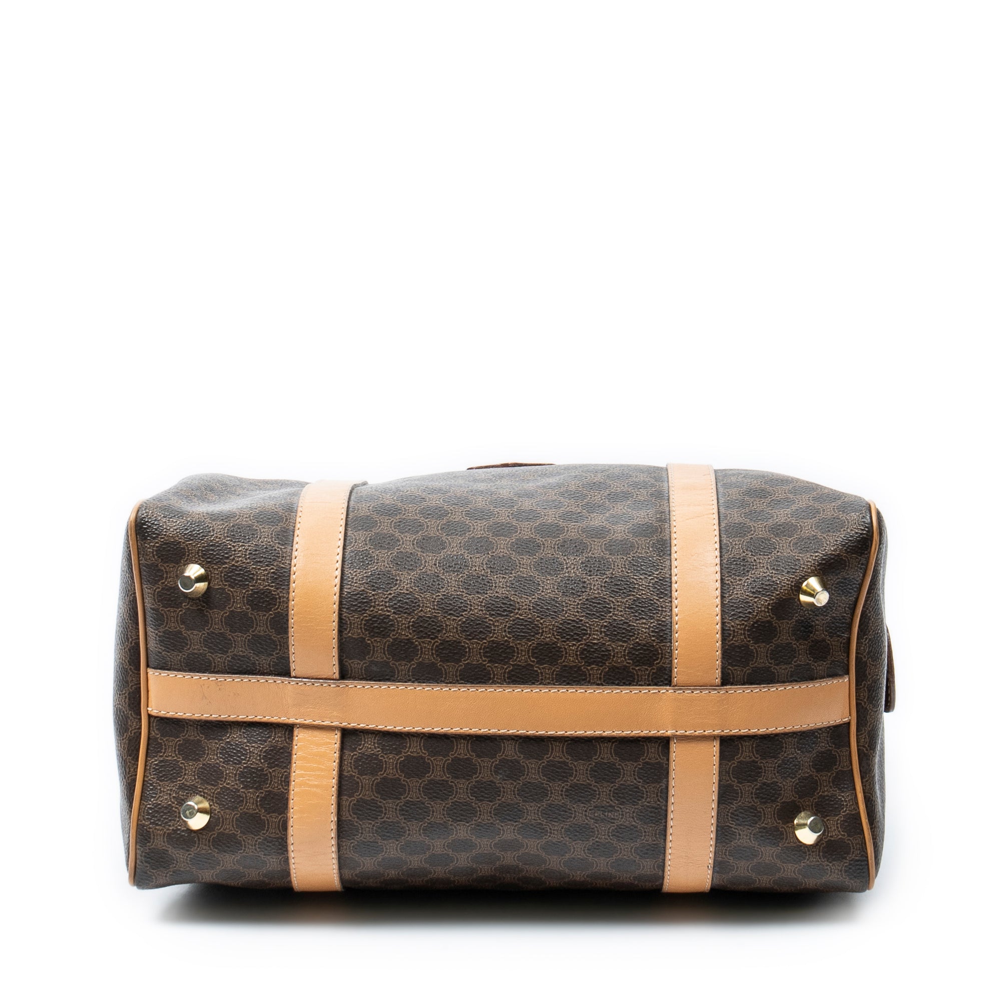 Handbag Small Boston Brown Macadam Coated Canvas