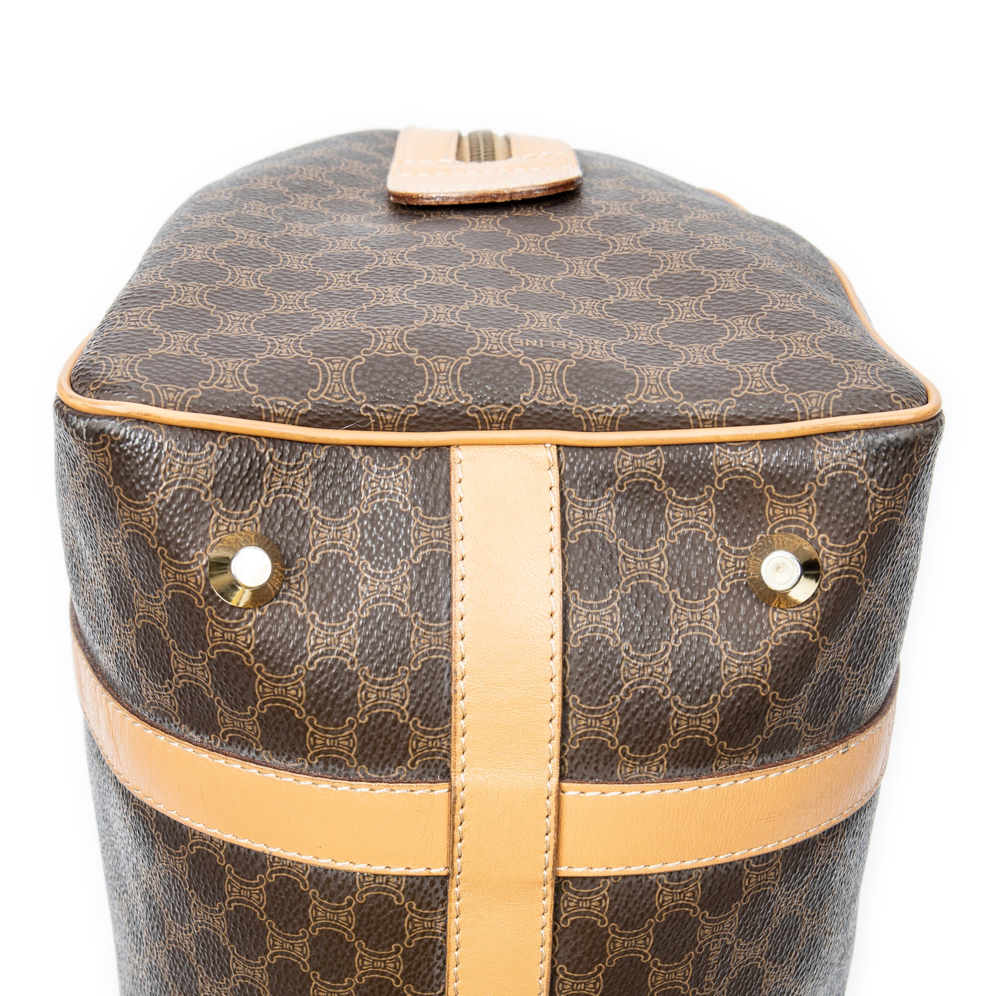Handbag Small Boston Brown Macadam Coated Canvas