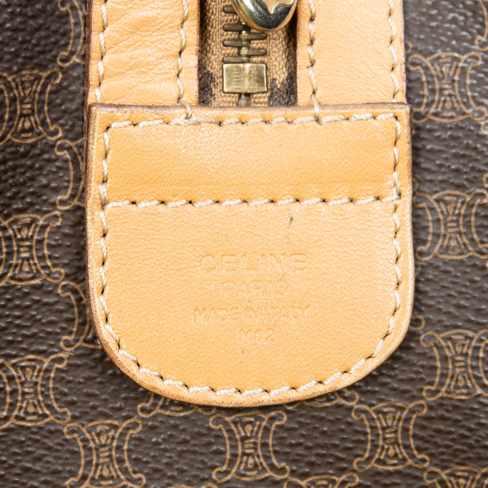 Handbag Small Boston Brown Macadam Coated Canvas