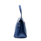 Bolso de hombro mediano Edge Bag de piel de becerro granulada azul