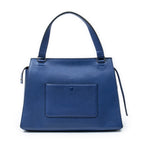 Bolso de hombro mediano Edge Bag de piel de becerro granulada azul