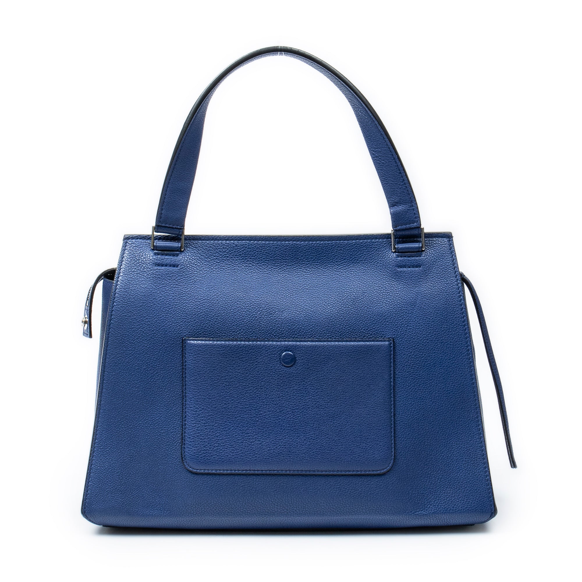 Bolso de hombro mediano Edge Bag de piel de becerro granulada azul