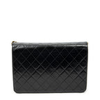 Shoulder Bag Vintage Push Lock Straight Flap Black Quilted Lambskin Leather