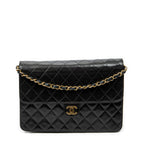Chanel - Sac bandoulière droit vintage à fermoir poussoir - Noir