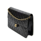 Chanel - Sac bandoulière droit vintage à fermoir poussoir - Noir