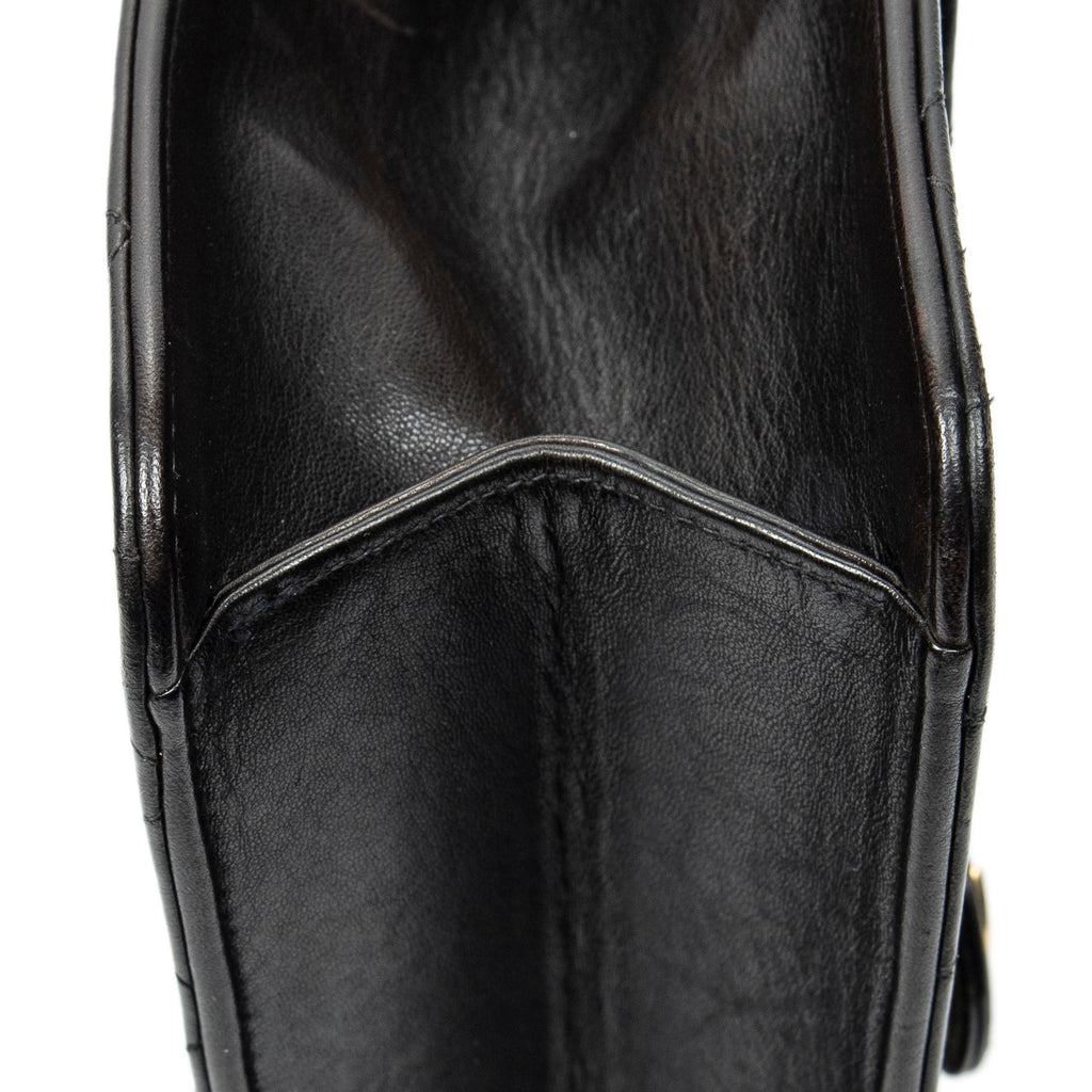 Chanel - Sac bandoulière droit vintage à fermoir poussoir - Noir
