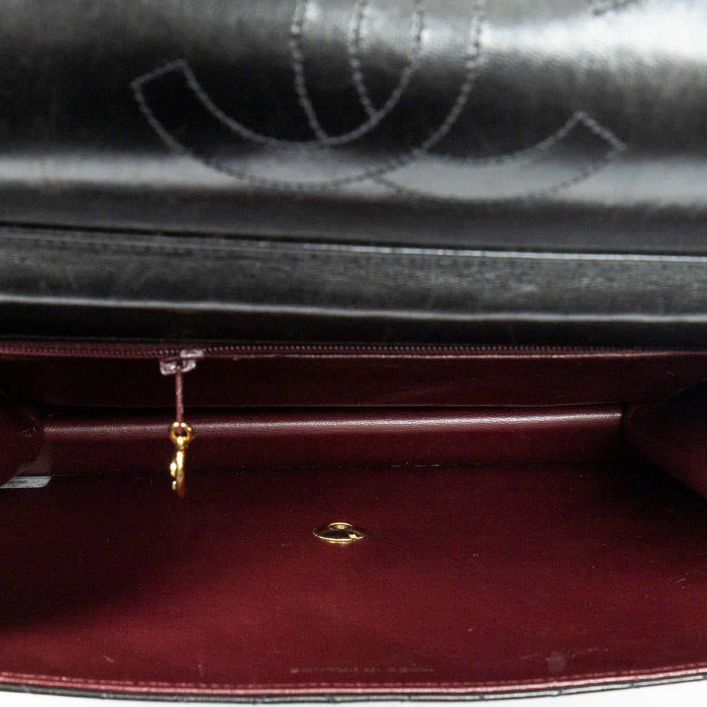 Chanel - Sac bandoulière droit vintage à fermoir poussoir - Noir