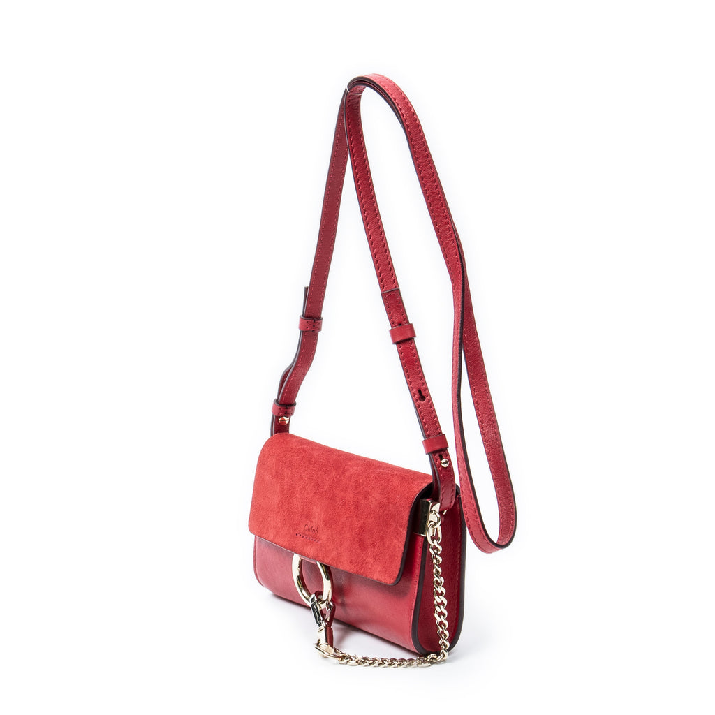 Bandolera Mini Faye Piel de Becerro Roja