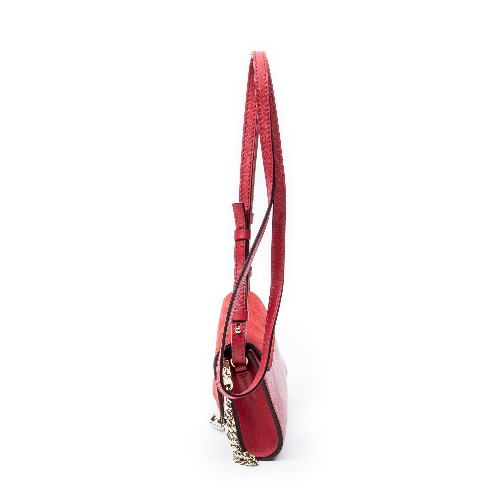 Bandolera Mini Faye Piel de Becerro Roja