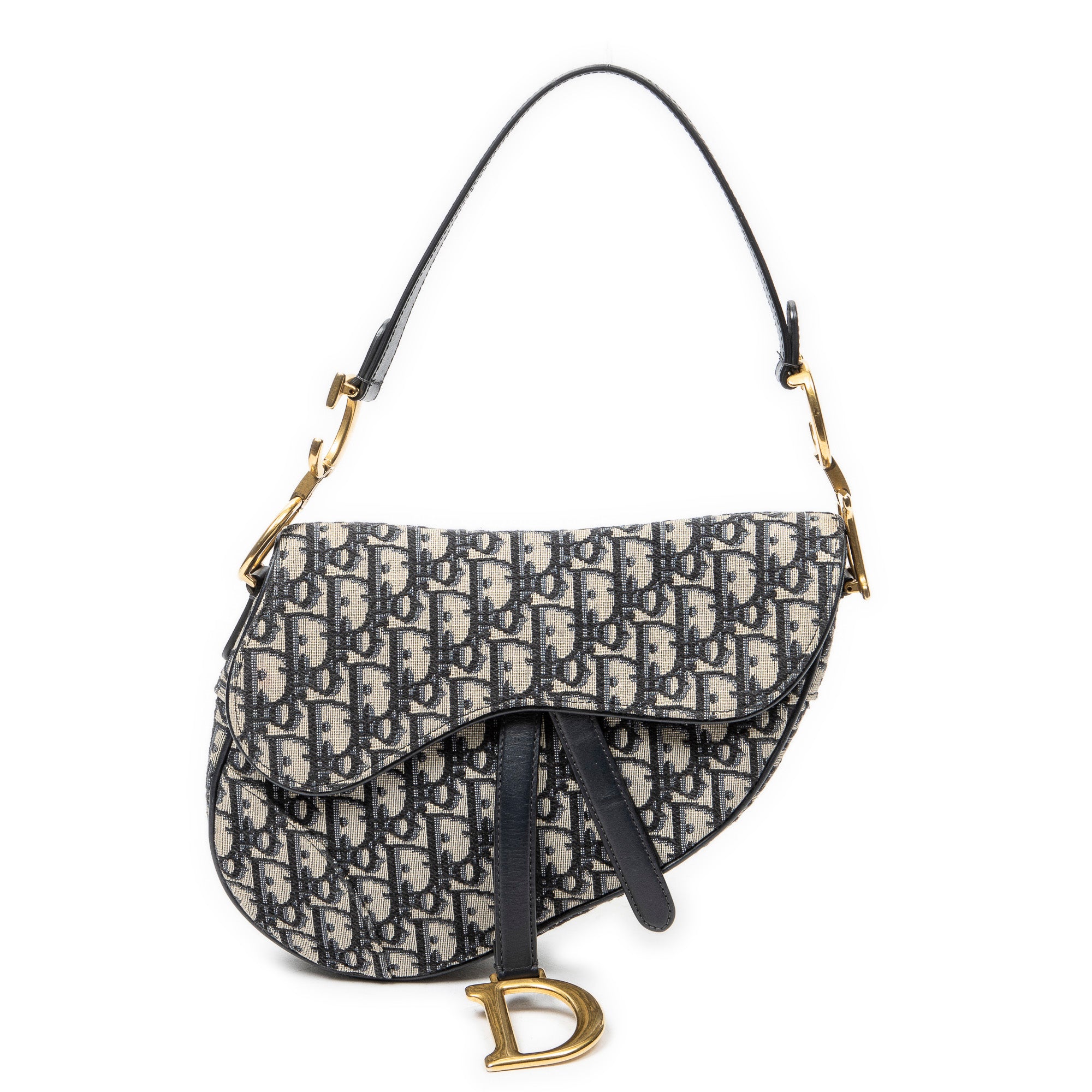 Shoulder Bag New Saddle Bag Navy Oblique Jacquard Canvas