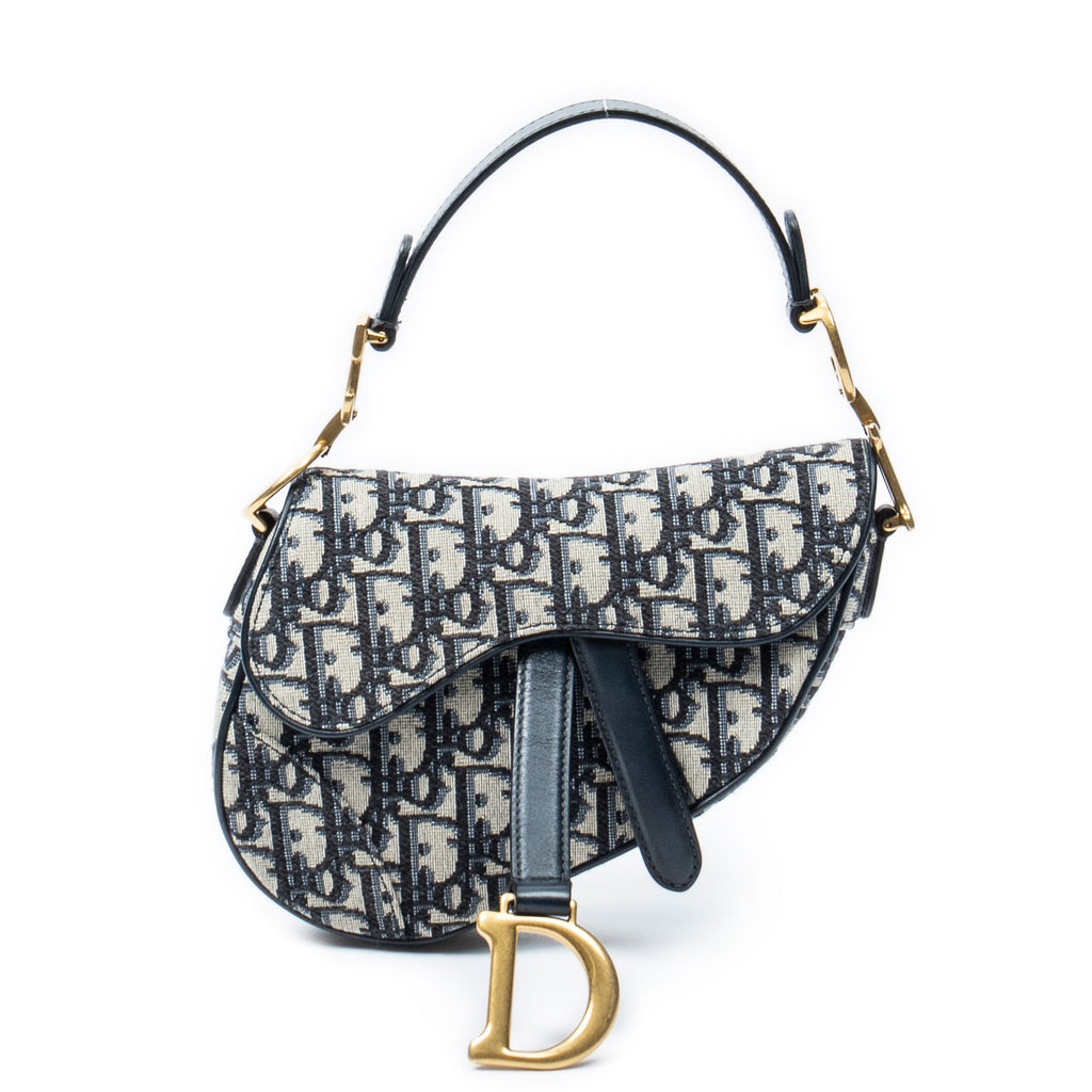 Handbag Mini Saddle Bag Navy Oblique Jacquard Canvas