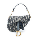 Handbag Mini Saddle Bag Navy Oblique Jacquard Canvas