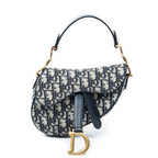Handbag Mini Saddle Bag Navy Oblique Jacquard Canvas