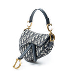 Handbag Mini Saddle Bag Navy Oblique Jacquard Canvas