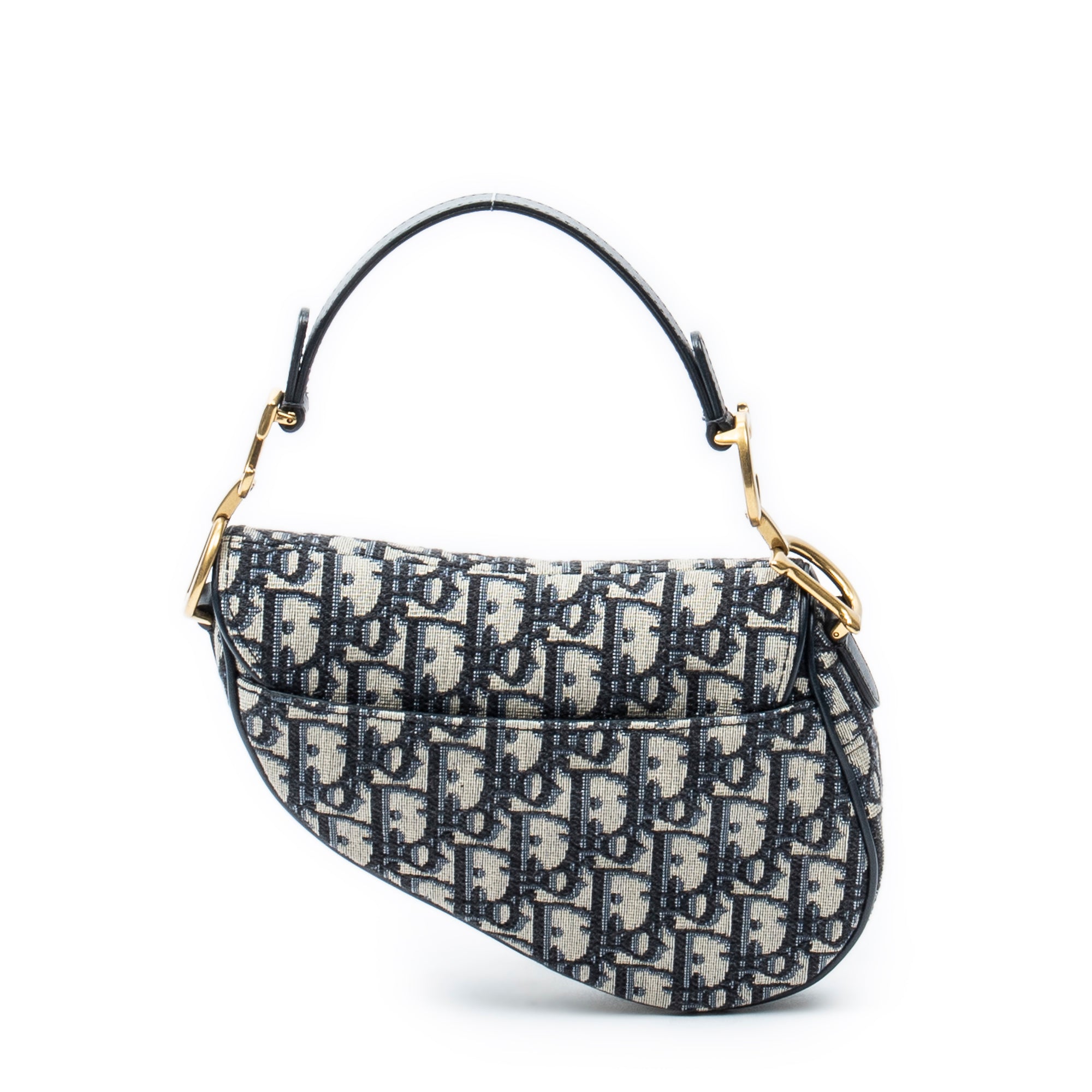Handbag Mini Saddle Bag Navy Oblique Jacquard Canvas