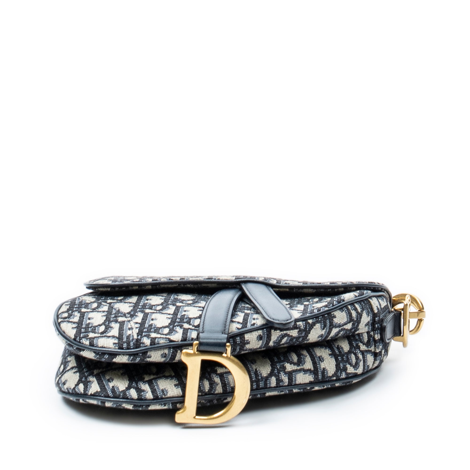 Handbag Mini Saddle Bag Navy Oblique Jacquard Canvas