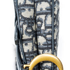 Handbag Mini Saddle Bag Navy Oblique Jacquard Canvas