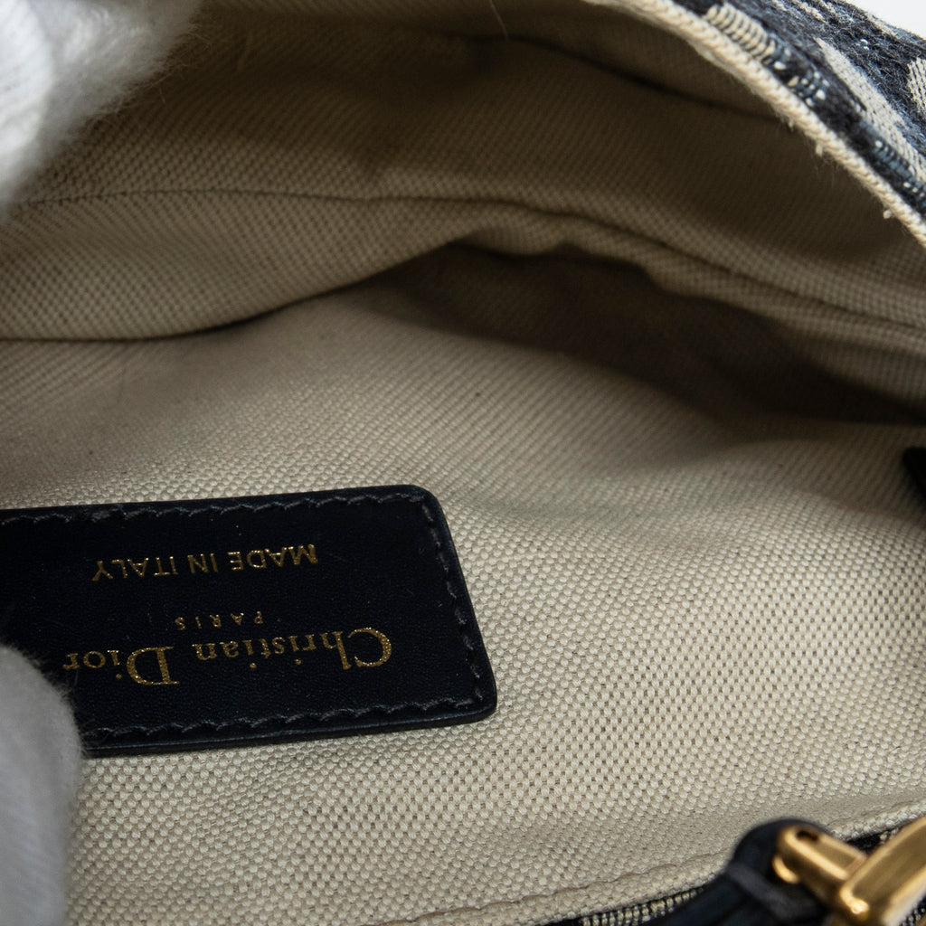 Handbag Mini Saddle Bag Navy Oblique Jacquard Canvas