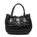 Shoulder Bag Charming Tote Black Cannage Nylon Canvas