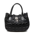 Shoulder Bag Charming Tote Black Cannage Nylon Canvas