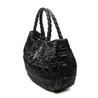 Shoulder Bag Charming Tote Black Cannage Nylon Canvas