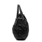 Shoulder Bag Charming Tote Black Cannage Nylon Canvas