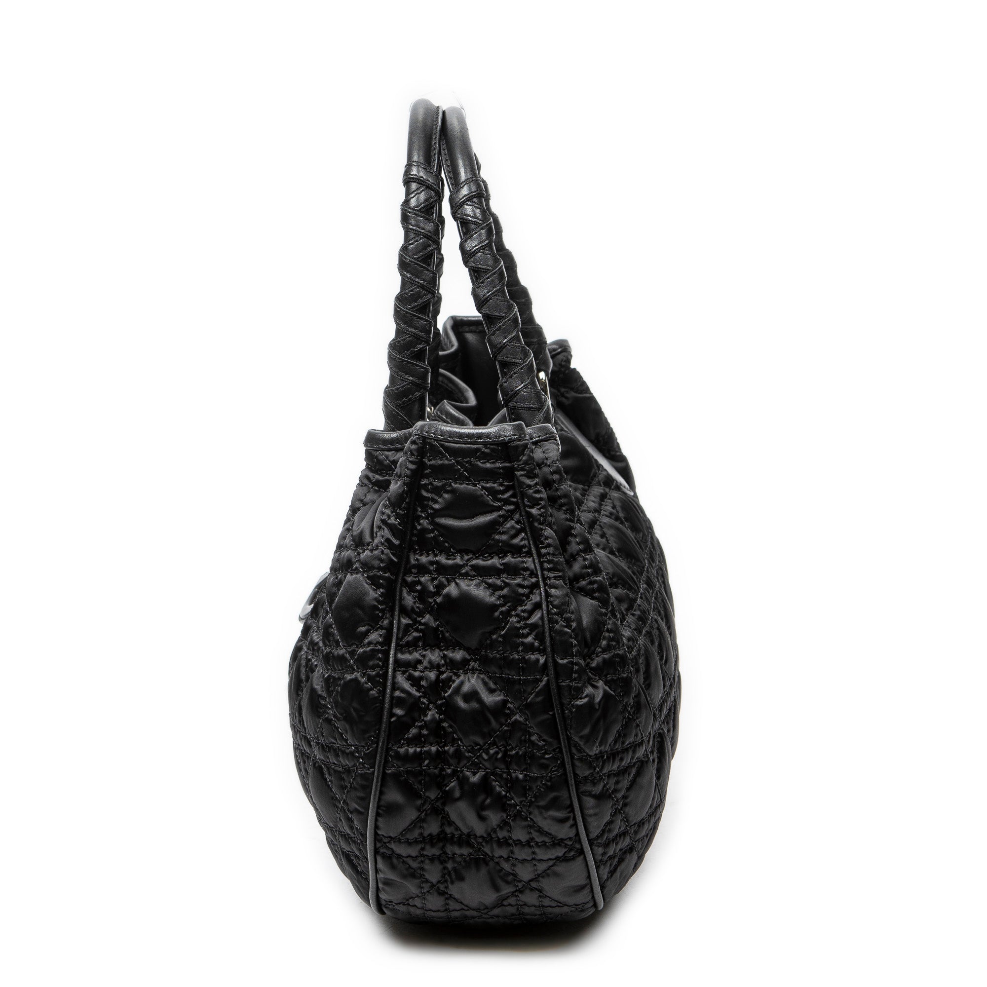 Shoulder Bag Charming Tote Black Cannage Nylon Canvas